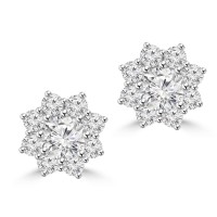 2.35 ct Round Cut Diamond Stud Earrings in Screw Back